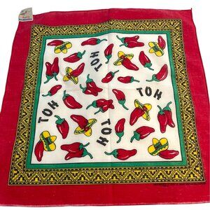 Red Hot Jalapeno Chili Pepper Bandana Scarf Handkerchief Southwestern NWT VTG